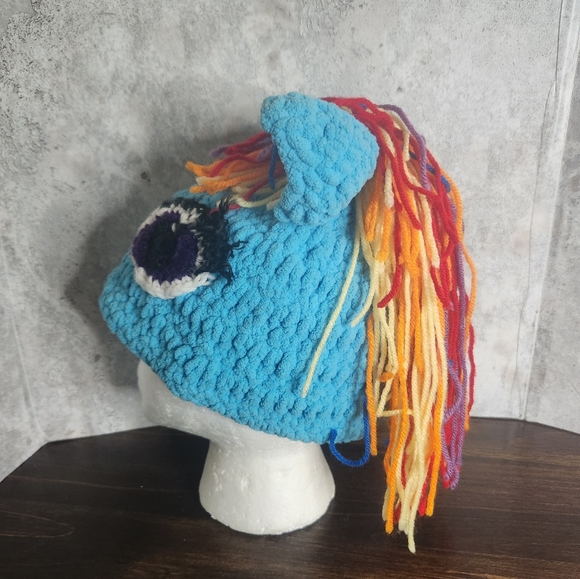 Hand made Crochet Pony My Little Pony Rainbow hat. Adult size - Picture 5 of 9